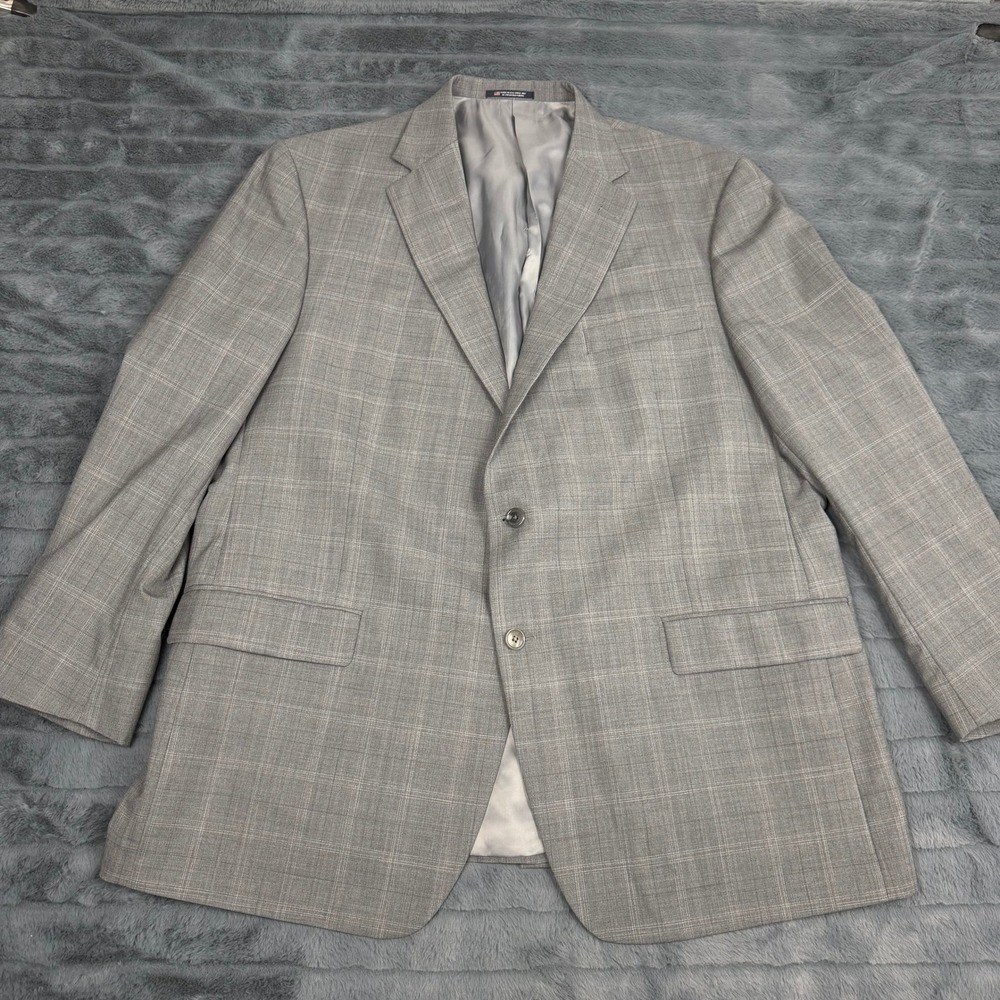Hart Schaffner Marx Mens Grey Glen Plaid Two Button Blazer Made in USA 14802